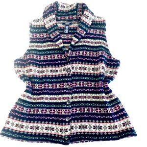 Chaps Cotton Blend Knit Button Vest Nordic Fair Isle Plus Sz 1X #237E